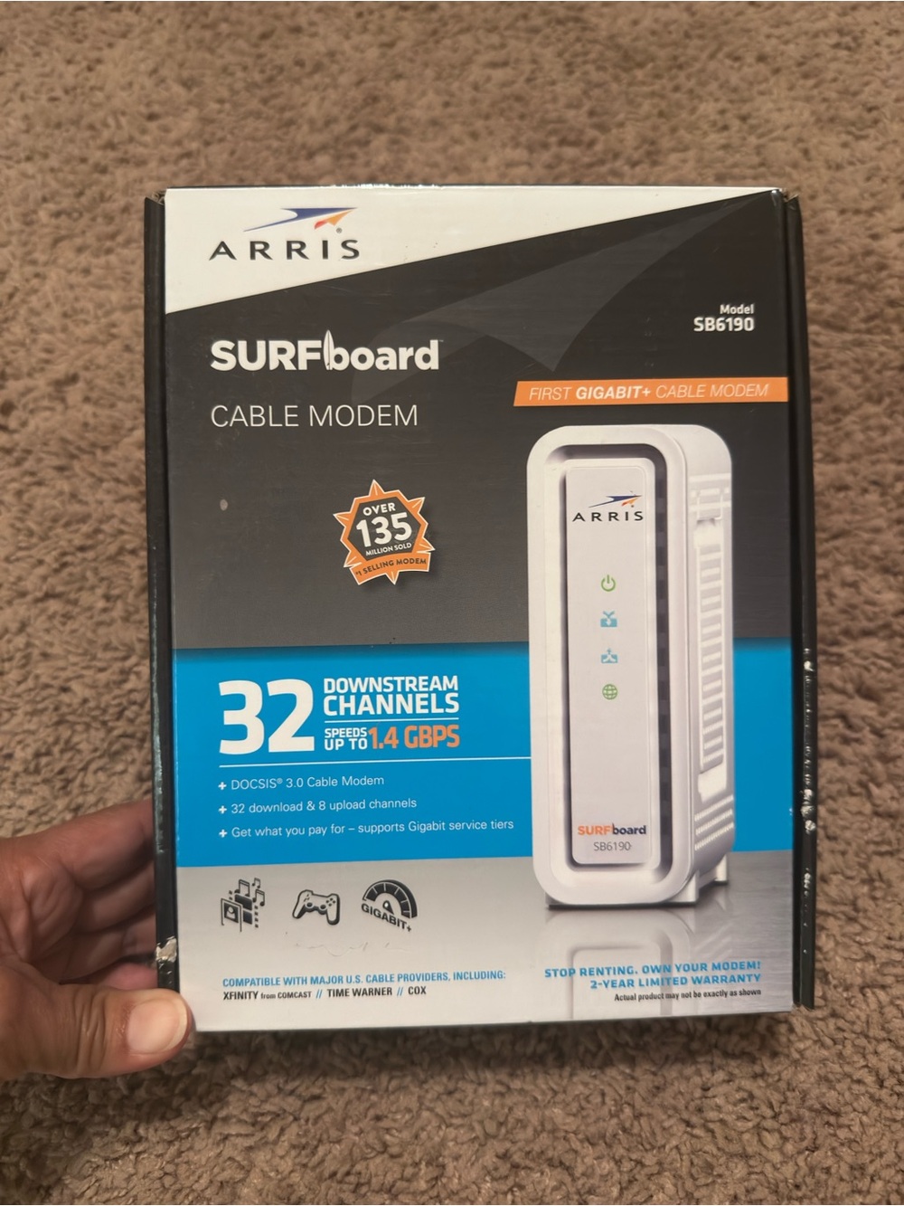 ARRIS SURFboard SB6190 White Cable Modem - 32 Downstream Channels